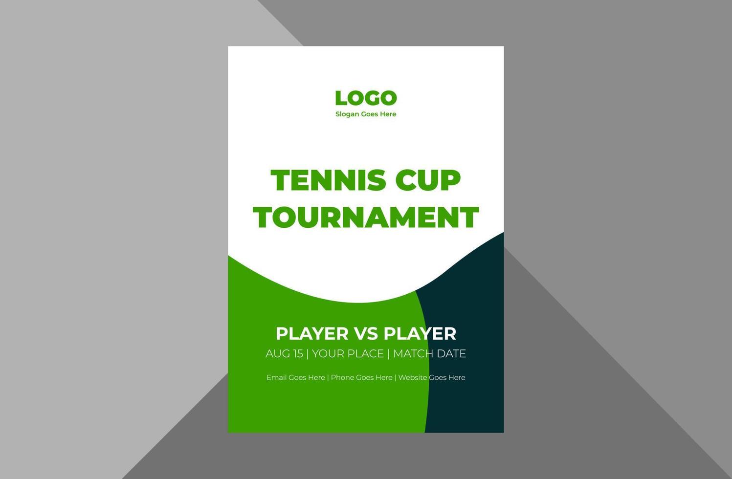 modèle de conception de flyer de tournoi de tennis. conception de dépliant d'affiche de temps de jeu de tennis. modèle a4, conception de brochure, couverture, dépliant, affiche, prêt à imprimer vecteur