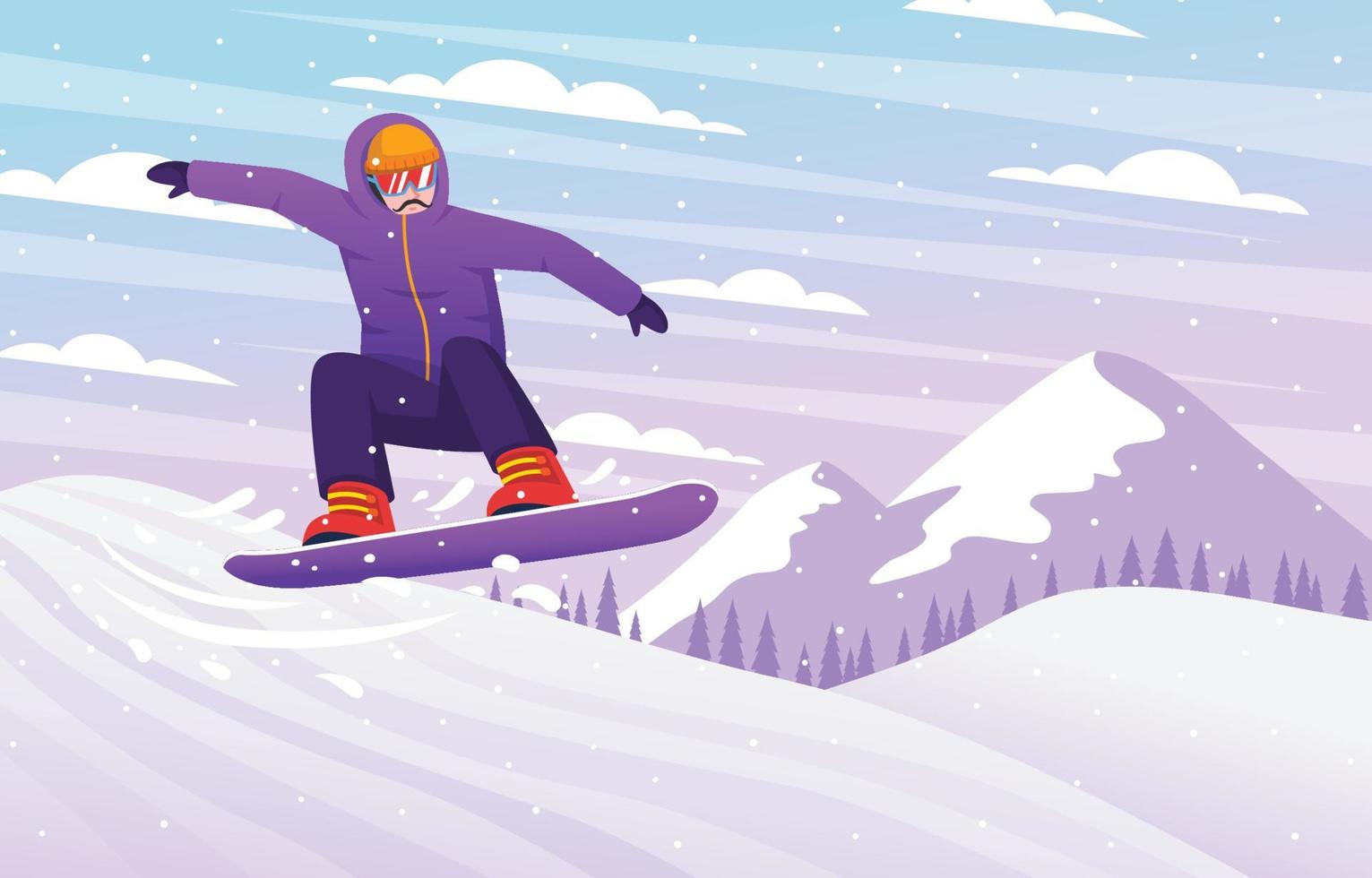 activité de snowboard en plein air en hiver vecteur