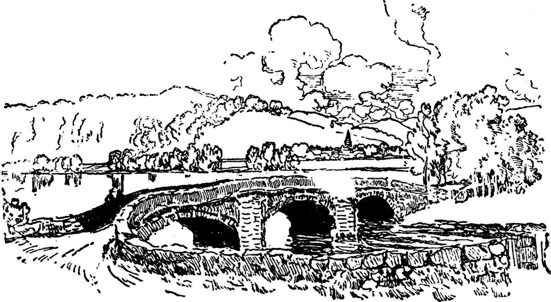 pont en arc, illustration vintage. vecteur