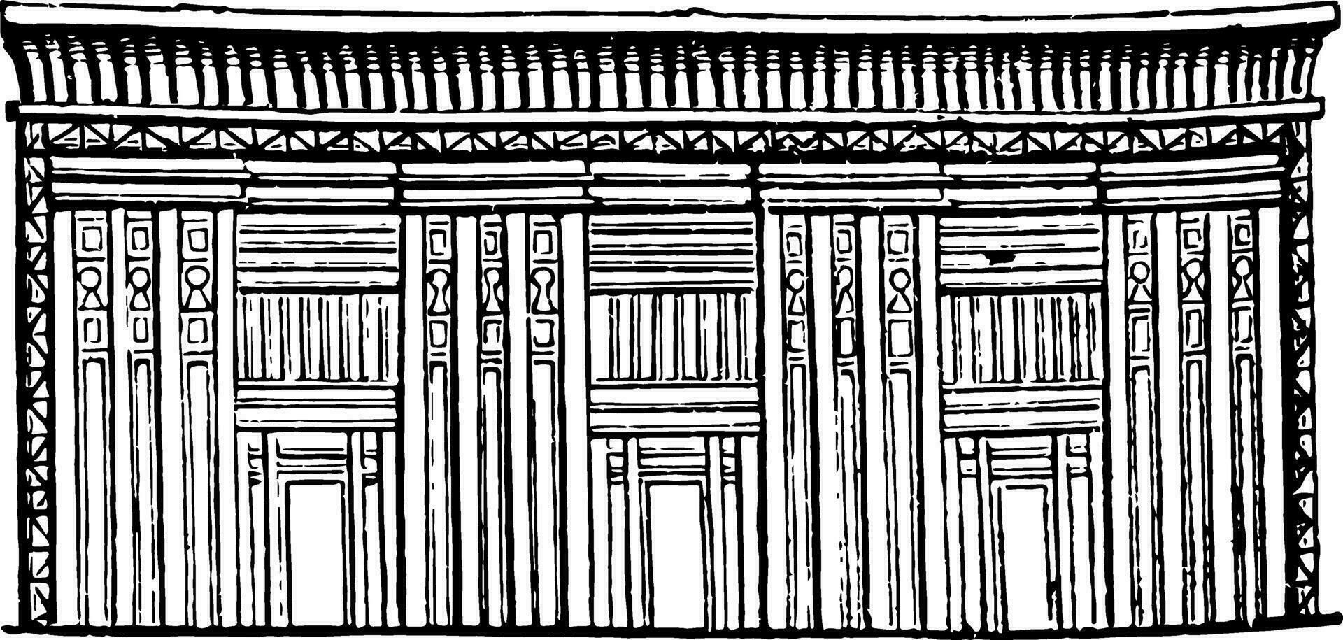 égyptien sarcophage ou tombeau de calcul, pierre poitrine, ancien gravure. vecteur