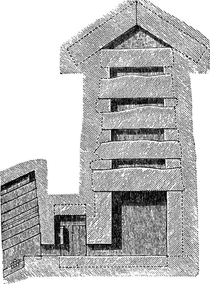 génial pyramide de gizeh, rois chambre, ancien gravure. vecteur