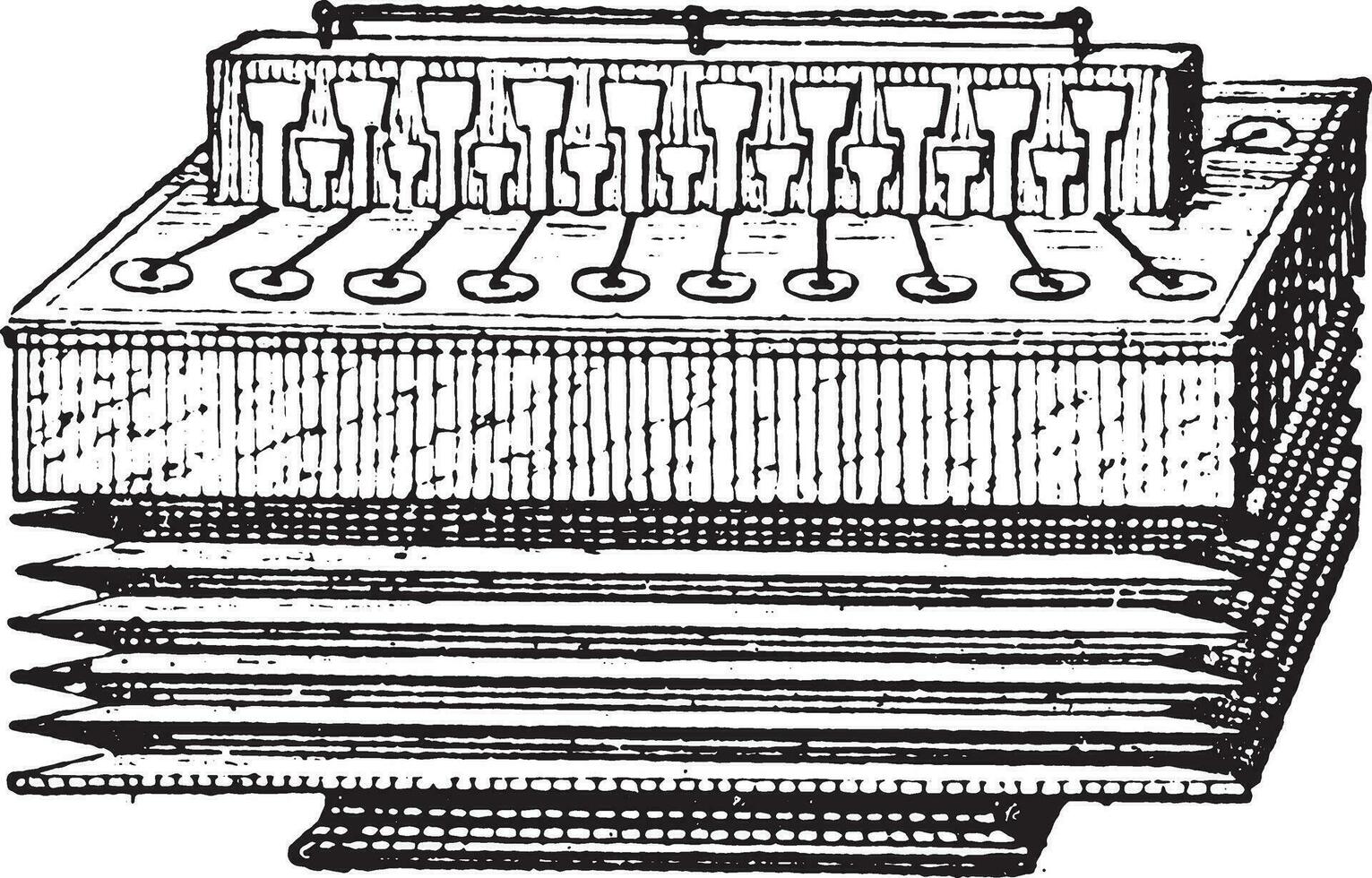 accordéon, ancien gravure. vecteur