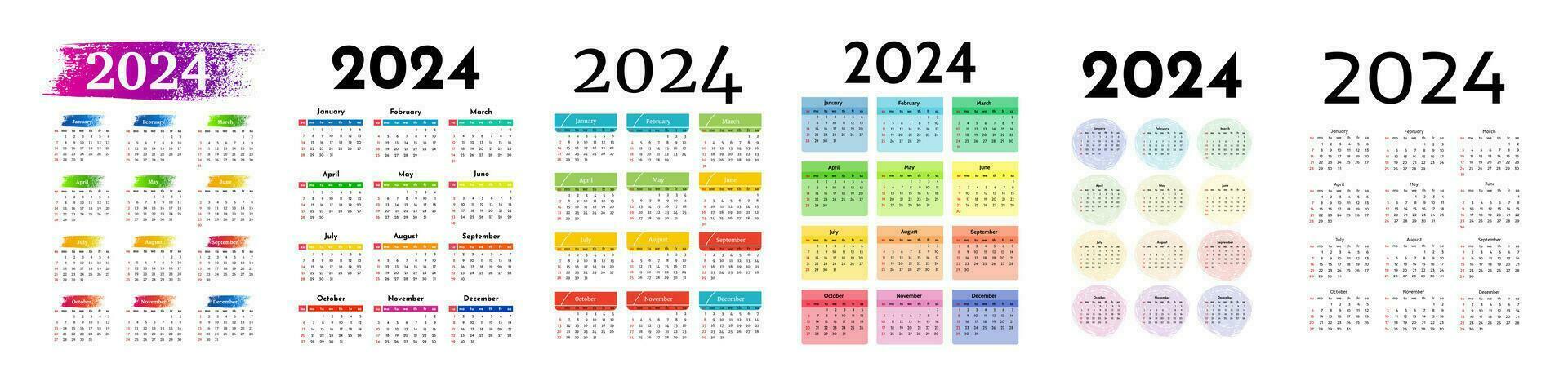 calendrier pour 2024 isolé sur une blanc Contexte vecteur