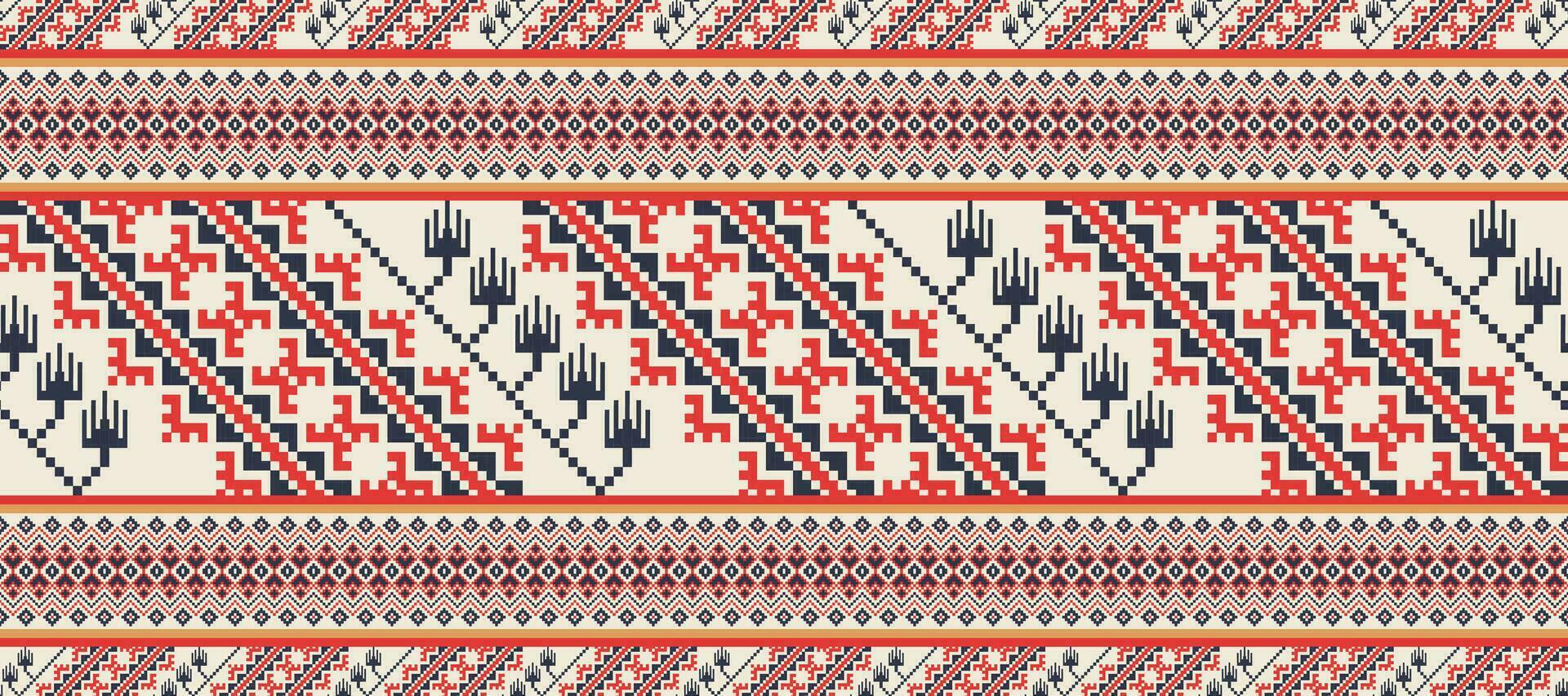 aztèque kilim géométrique broderie modèle. aztèque géométrique forme sans couture modèle pixel art style. ethnique géométrique modèle utilisation pour tissu, textile, Accueil décoration éléments, tapisserie, etc. vecteur