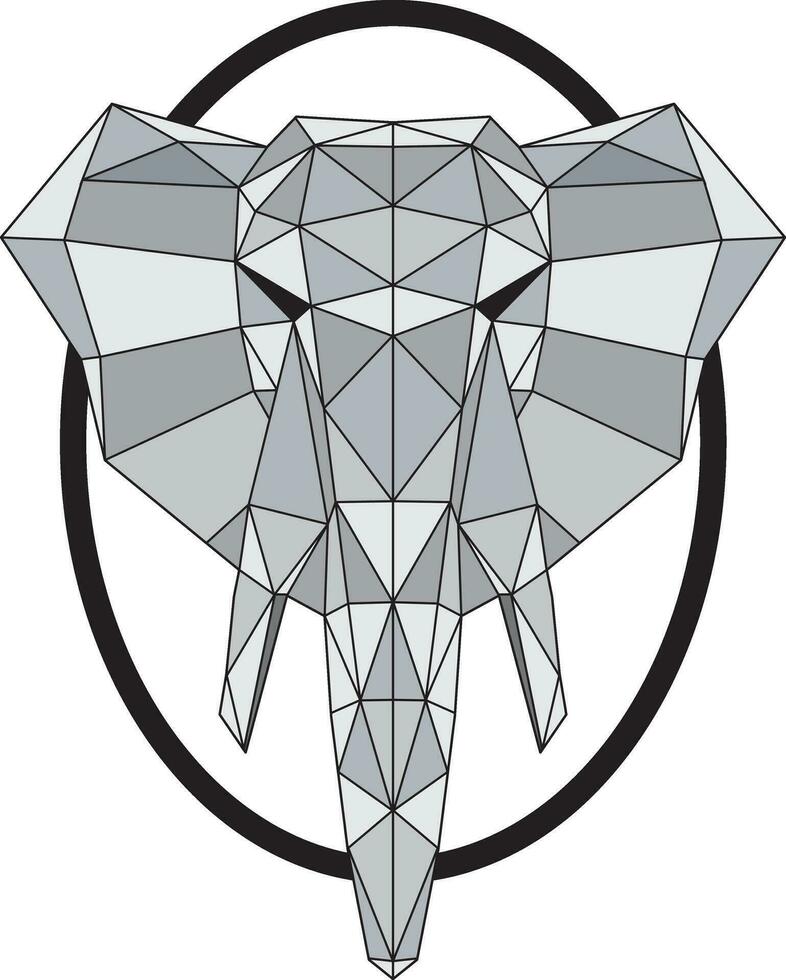 illustration Triangle ligne de l'éléphant avec cercle. vecteur