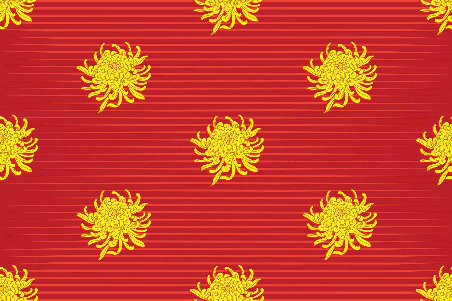illustration de chrysanthème fleur avec ligne sur rouge Contexte. vecteur