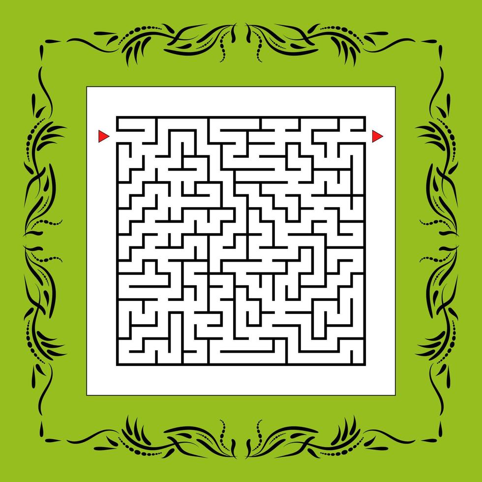 labyrinthe carré abstrait dans un cadre vintage. jeu pour les enfants. casse-tête pour les enfants. une entrée, une sortie. énigme du labyrinthe. illustration vectorielle plane. vecteur