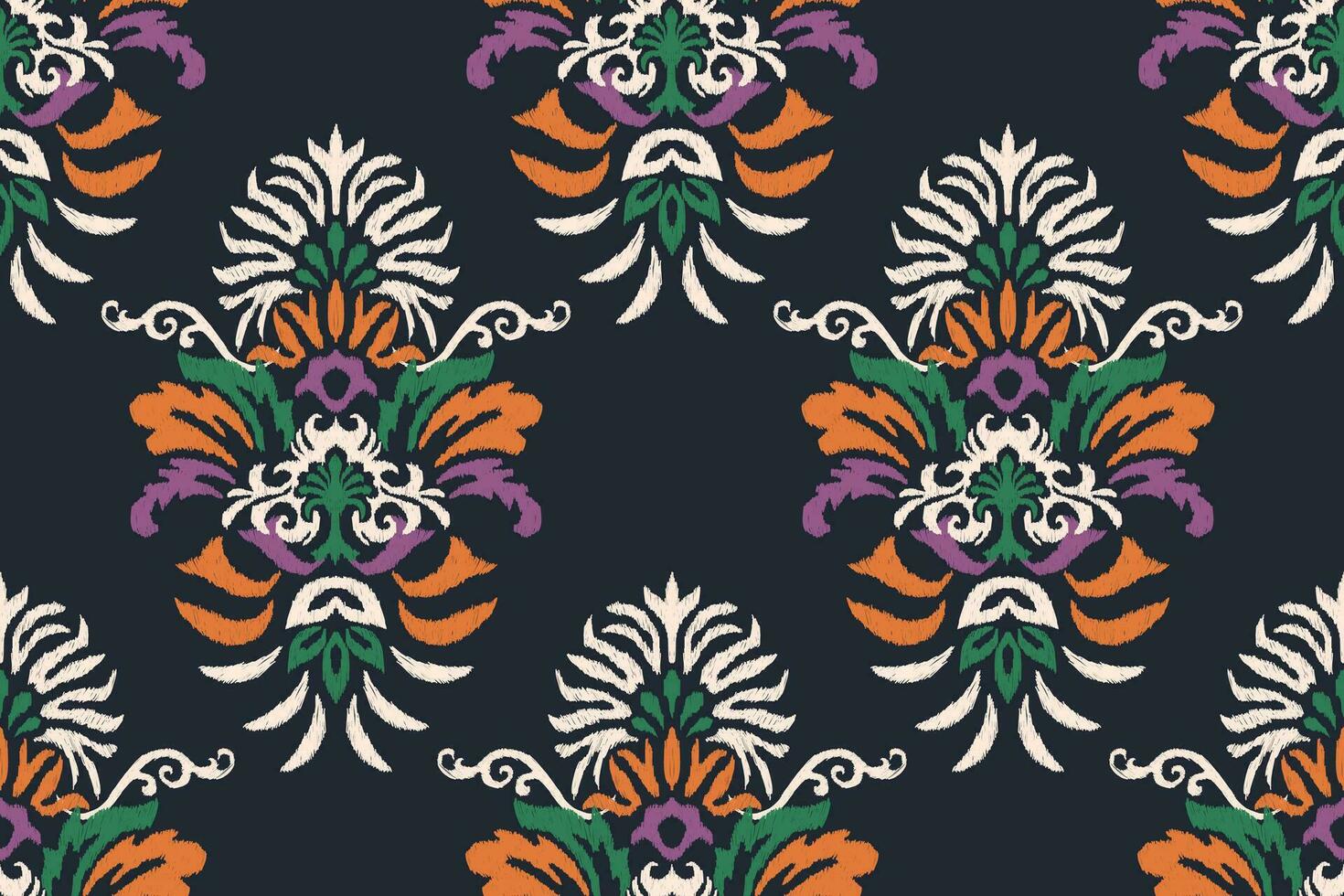 ikat floral paisley broderie sur noir background.ikat ethnique Oriental sans couture modèle traditionnel.aztèque style abstrait vecteur illustration.design pour texture, tissu, vêtements, emballage, décoration.