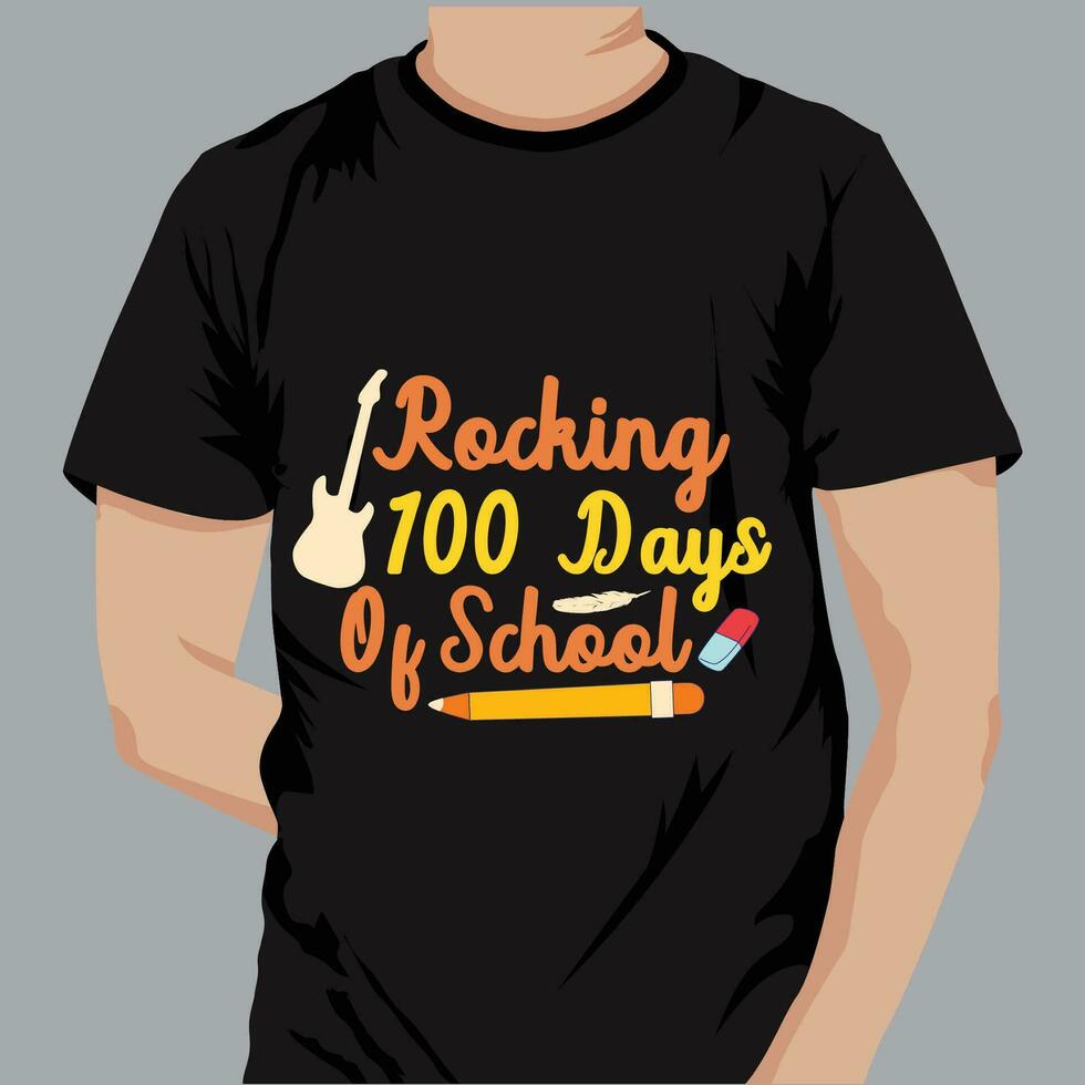 100 jours de conception de t-shirt de typographie scolaire vecteur