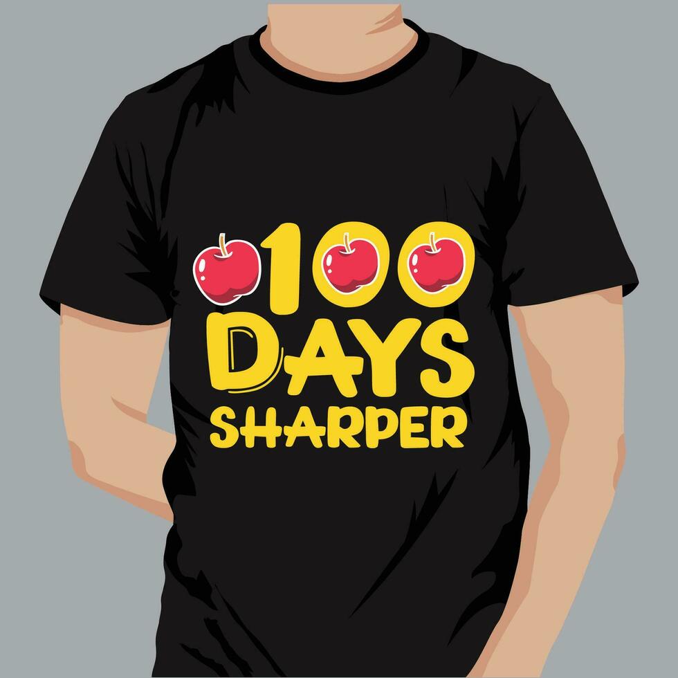 100 jours de conception de t-shirt de typographie scolaire vecteur