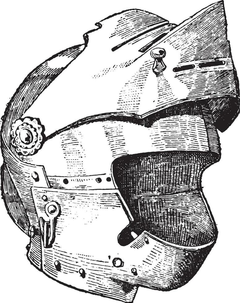 casque, ancien gravure. vecteur