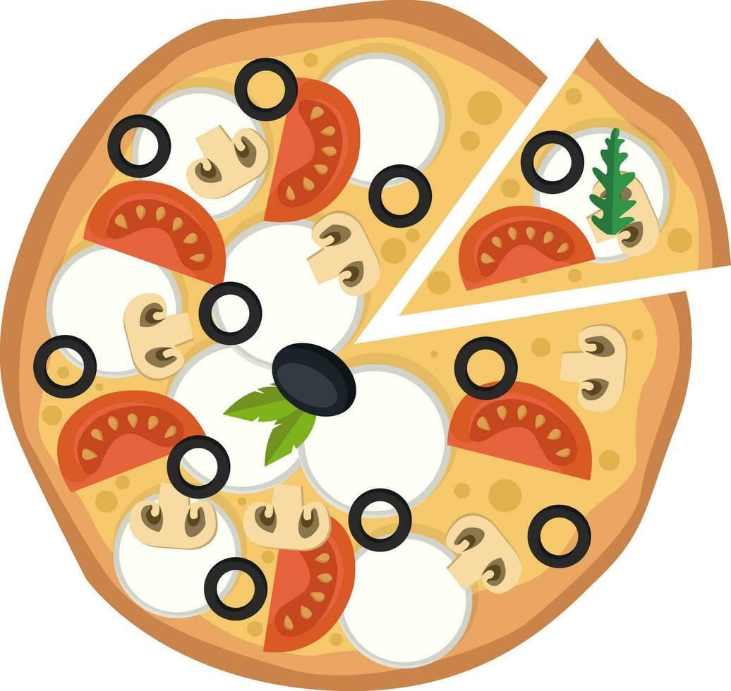 Pizza avec légumes et mozzarellaprint vecteur