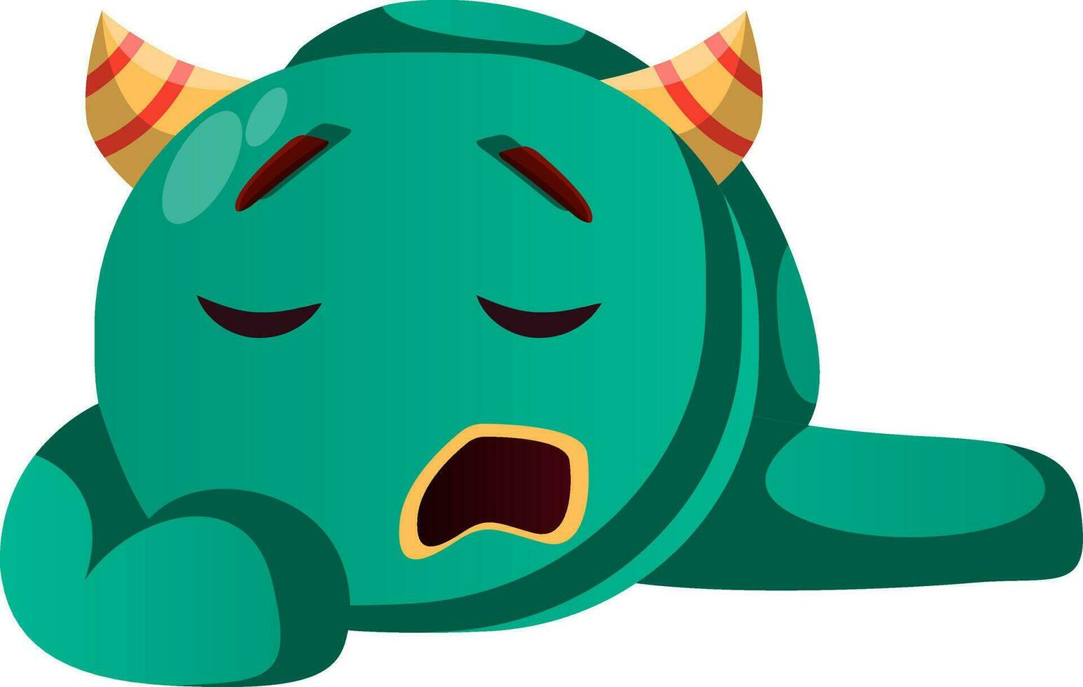 mignonne somnolent vert monstre vecteur illustration