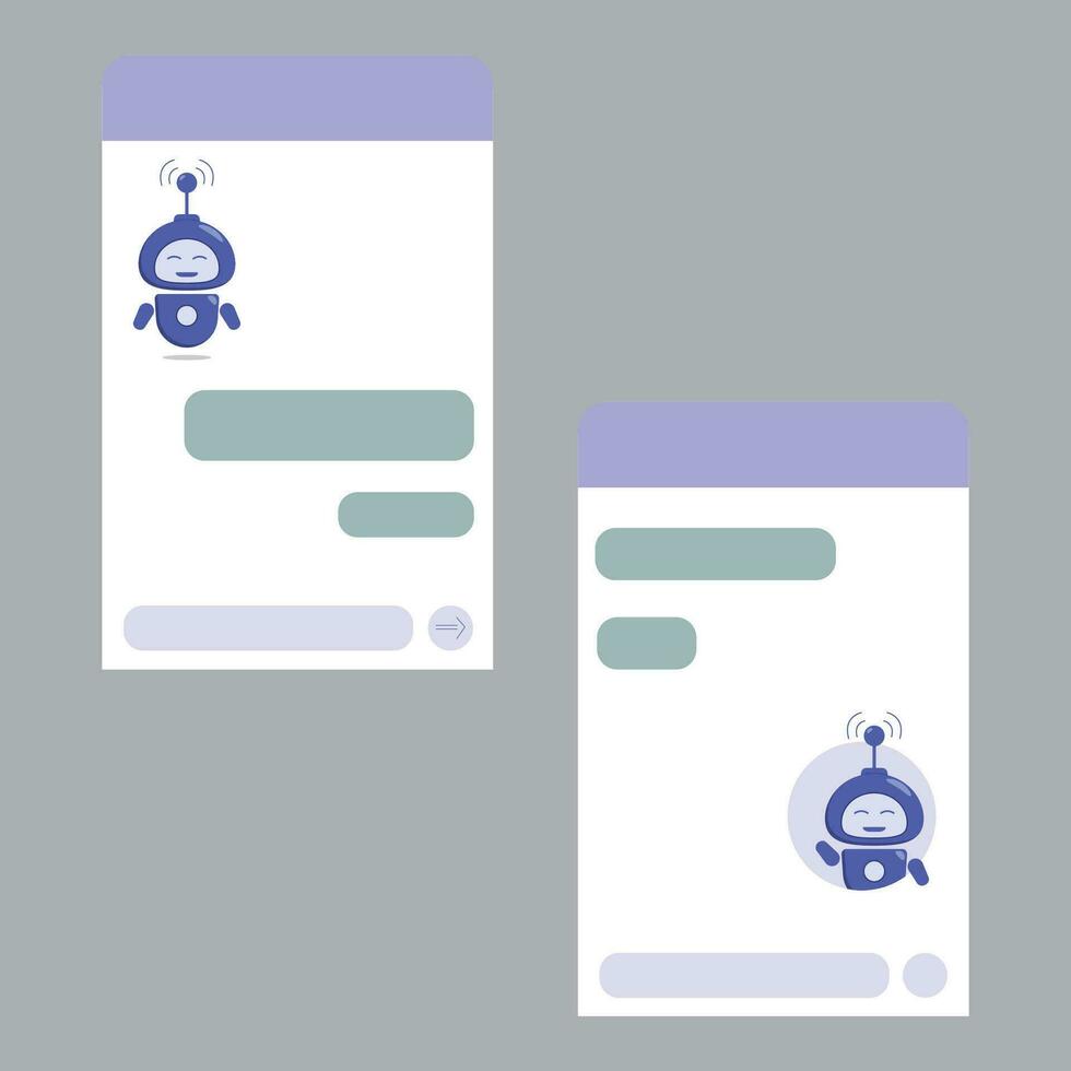 chatbot ou Messager dialogue des boites avec vide texte des champs. plat conception pour client soutien. vecteur