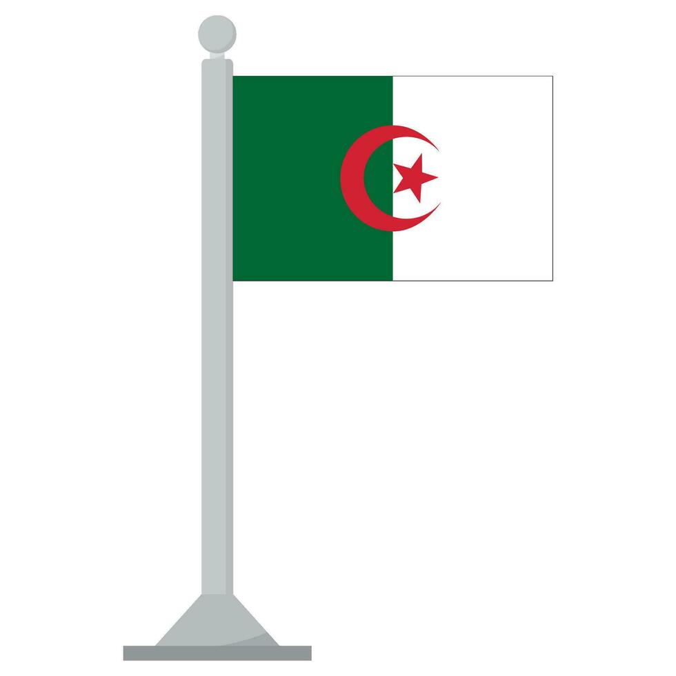 drapeau de Algérie sur mât isolé vecteur