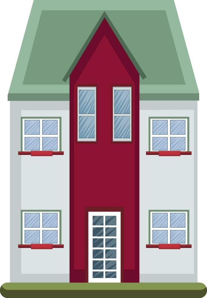 dessin animé bâtiment avec vert toit vecteur illustartion sur blanc Contexte