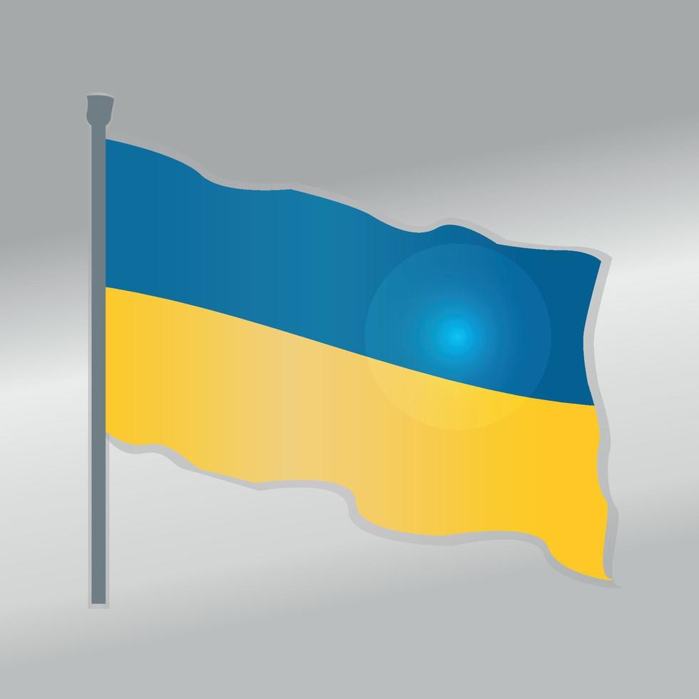 Image d'illustration vectorielle dégradé réaliste de l'ukraine agitant le mât du drapeau vecteur