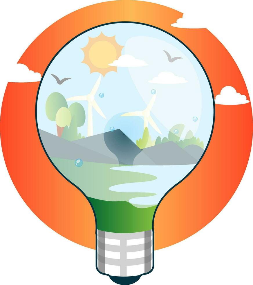 renouvelable sources de énergie dans ampoule illustration vecteur sur blanc Contexte