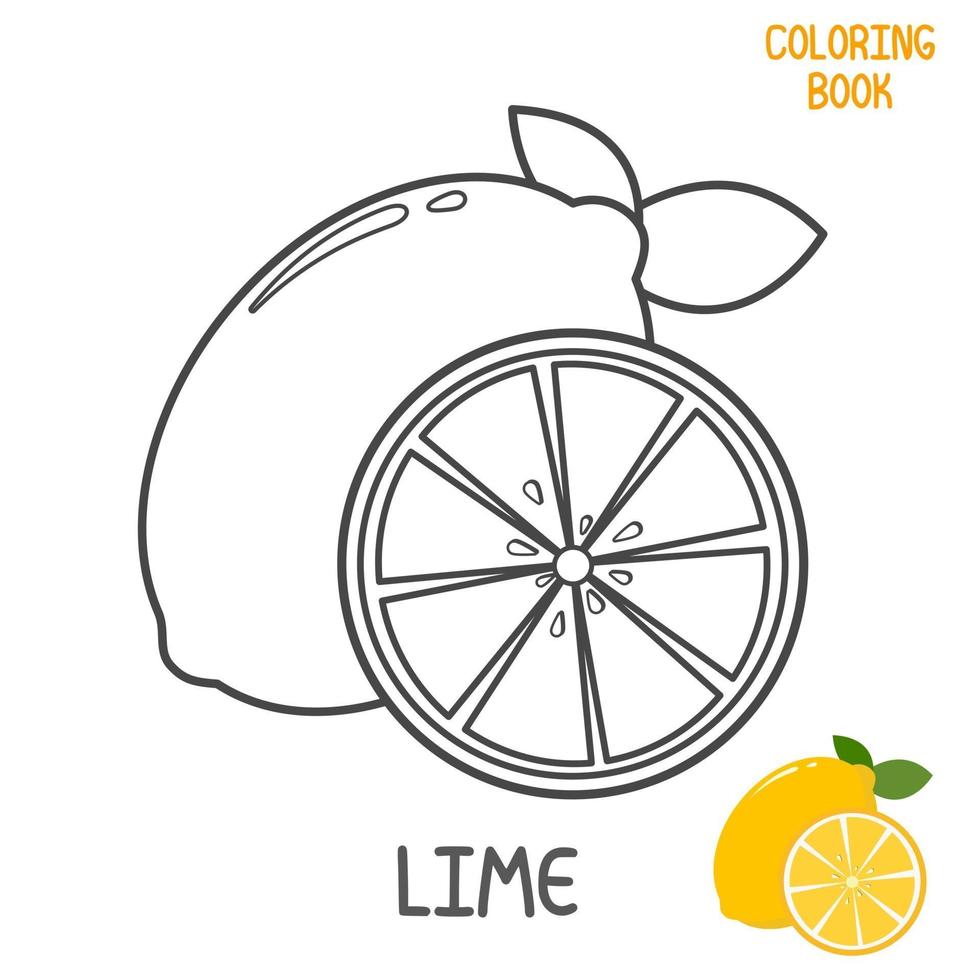 livre de coloriage avec illustration vectorielle de citron imprimable vecteur