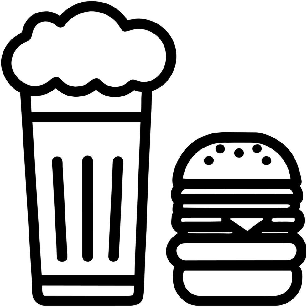Bière verre et Hamburger vecteur