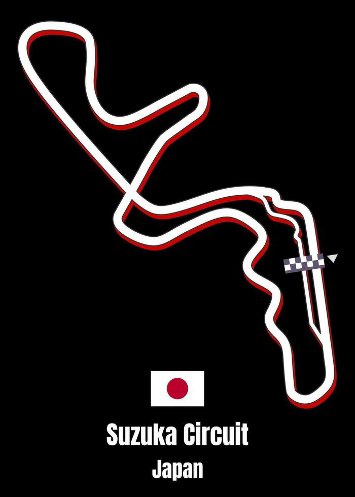 suzuka circuit, Japon carte affiche vecteur