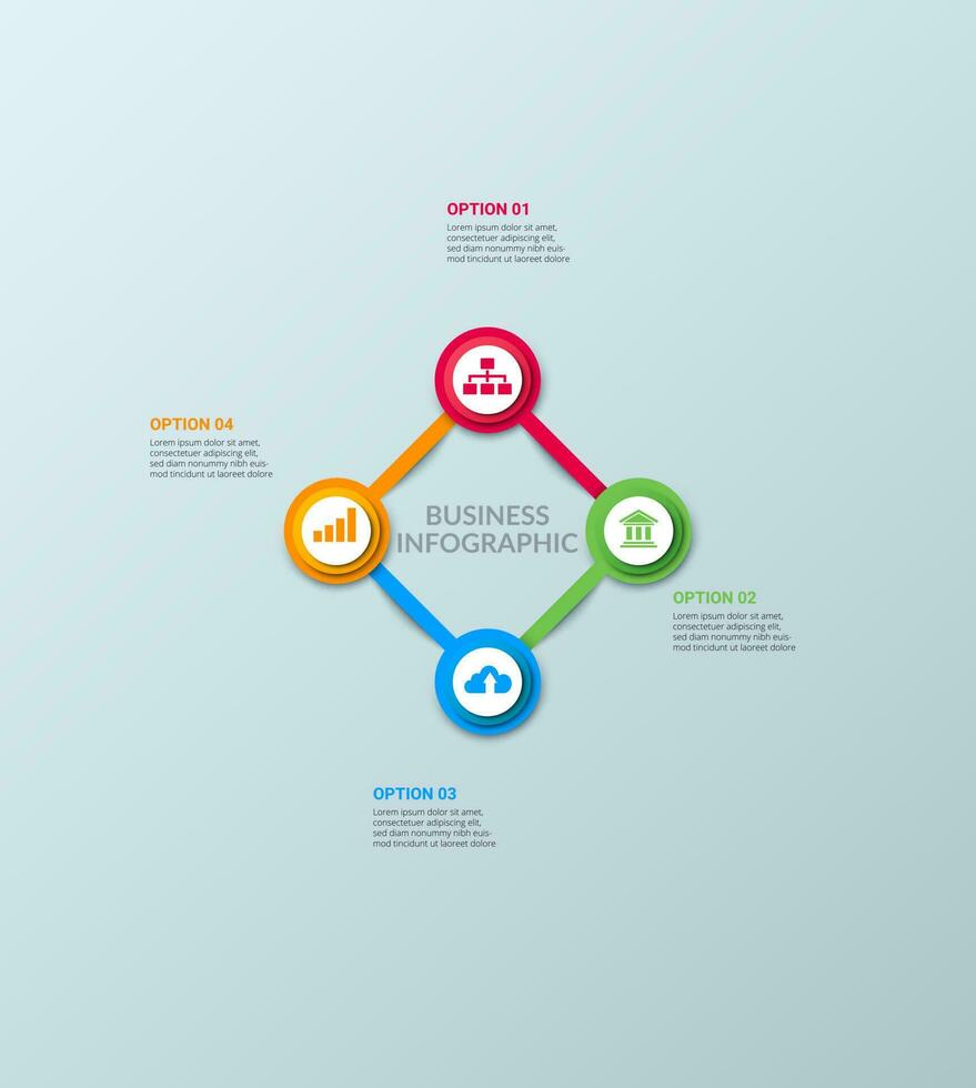 infographie de cercle de vecteur, diagramme de cycle, graphique, tableau de présentation. concept d'infographie d'entreprise avec 4 options, pièces et étapes. processus d'infographie d'entreprise. concept créatif pour infographie vecteur