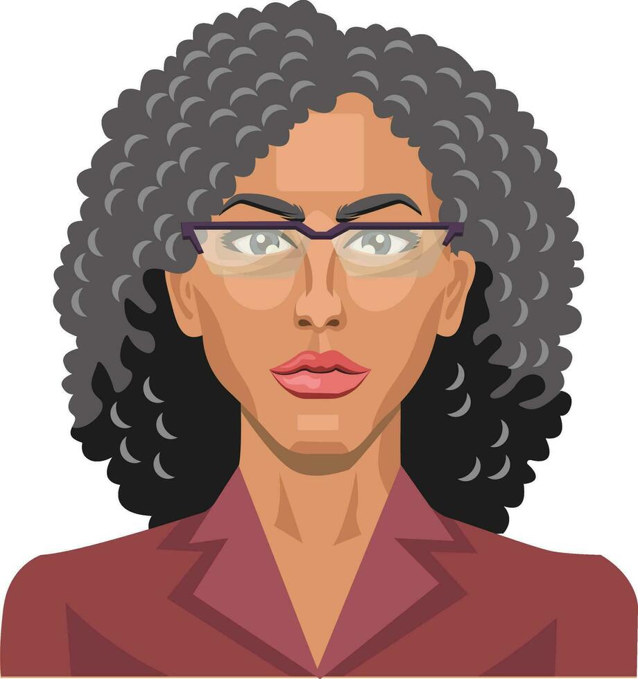 jolie fille avec des lunettes et frisé cheveux illustration vecteur sur blanc Contexte