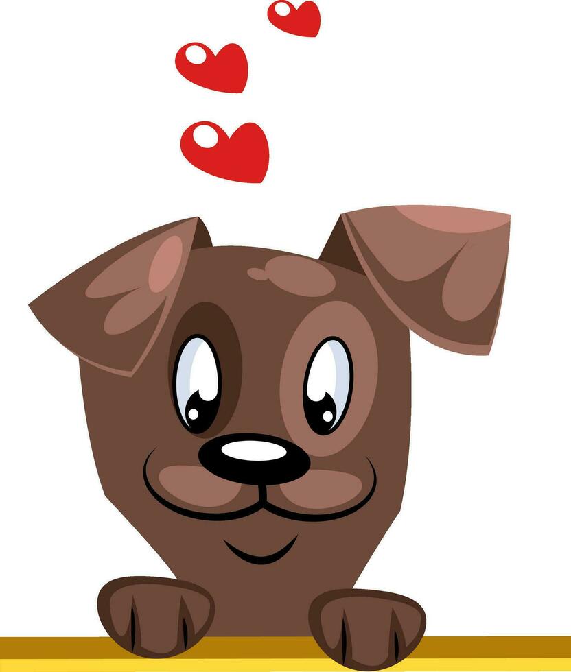 marron chien avec cœurs au dessus le sien tête vecteur illustration sur une blanc Contexte