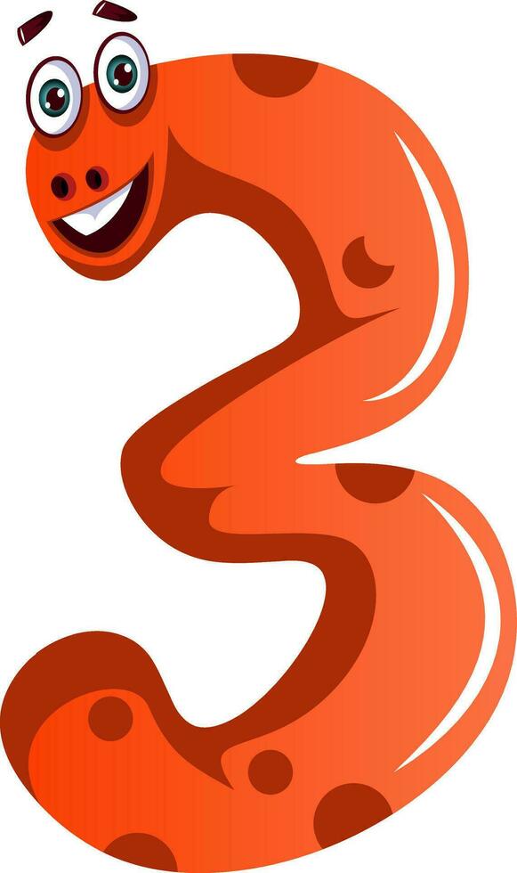 Orange monstre dans nombre Trois forme illustration vecteur sur blanc Contexte