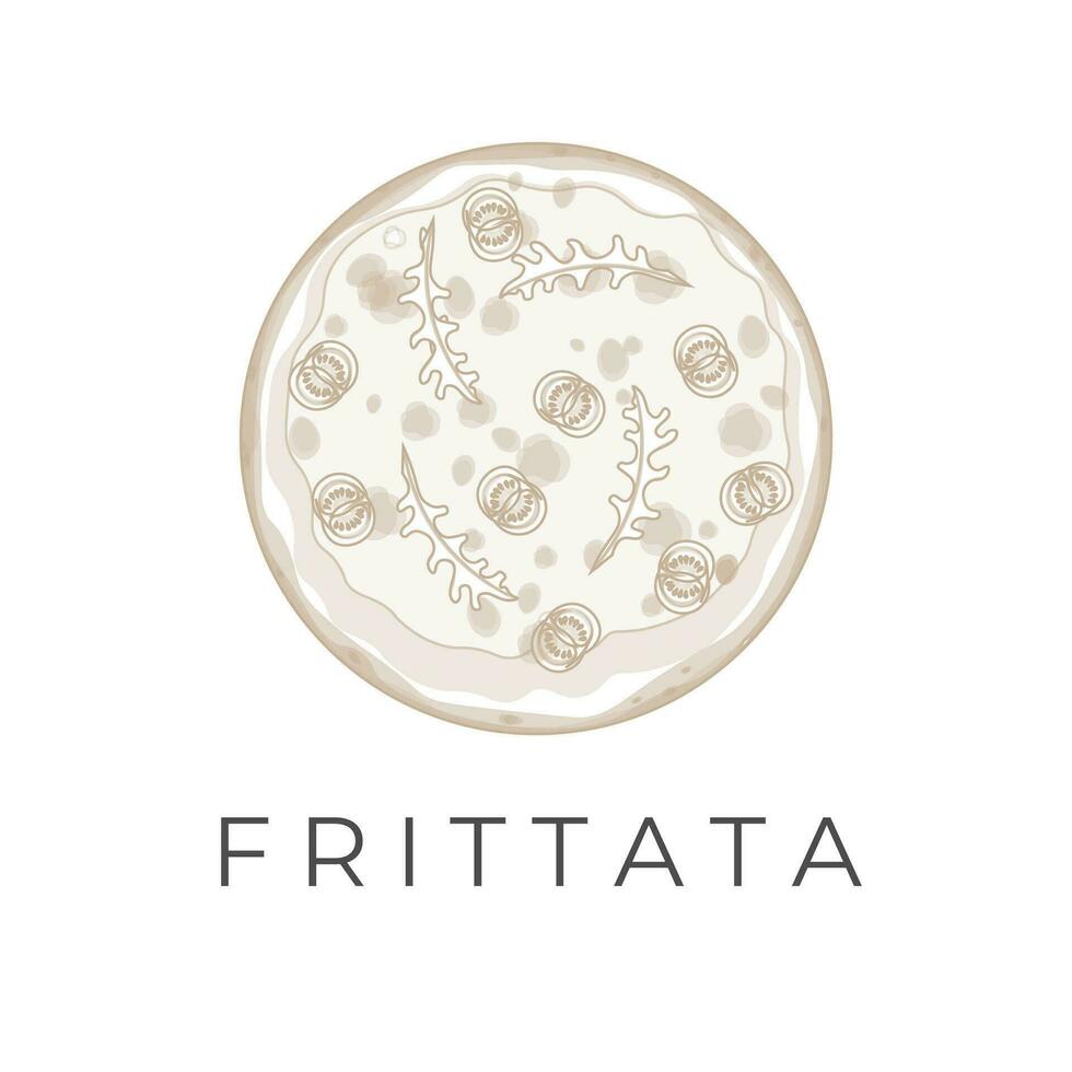 Haut vue frittata Facile ligne art vecteur illustration logo