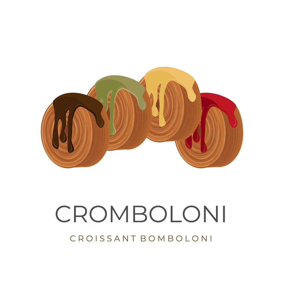 Nouveau york Rouleaux croissant ou cromboloni avec divers les saveurs vecteur illustration logo