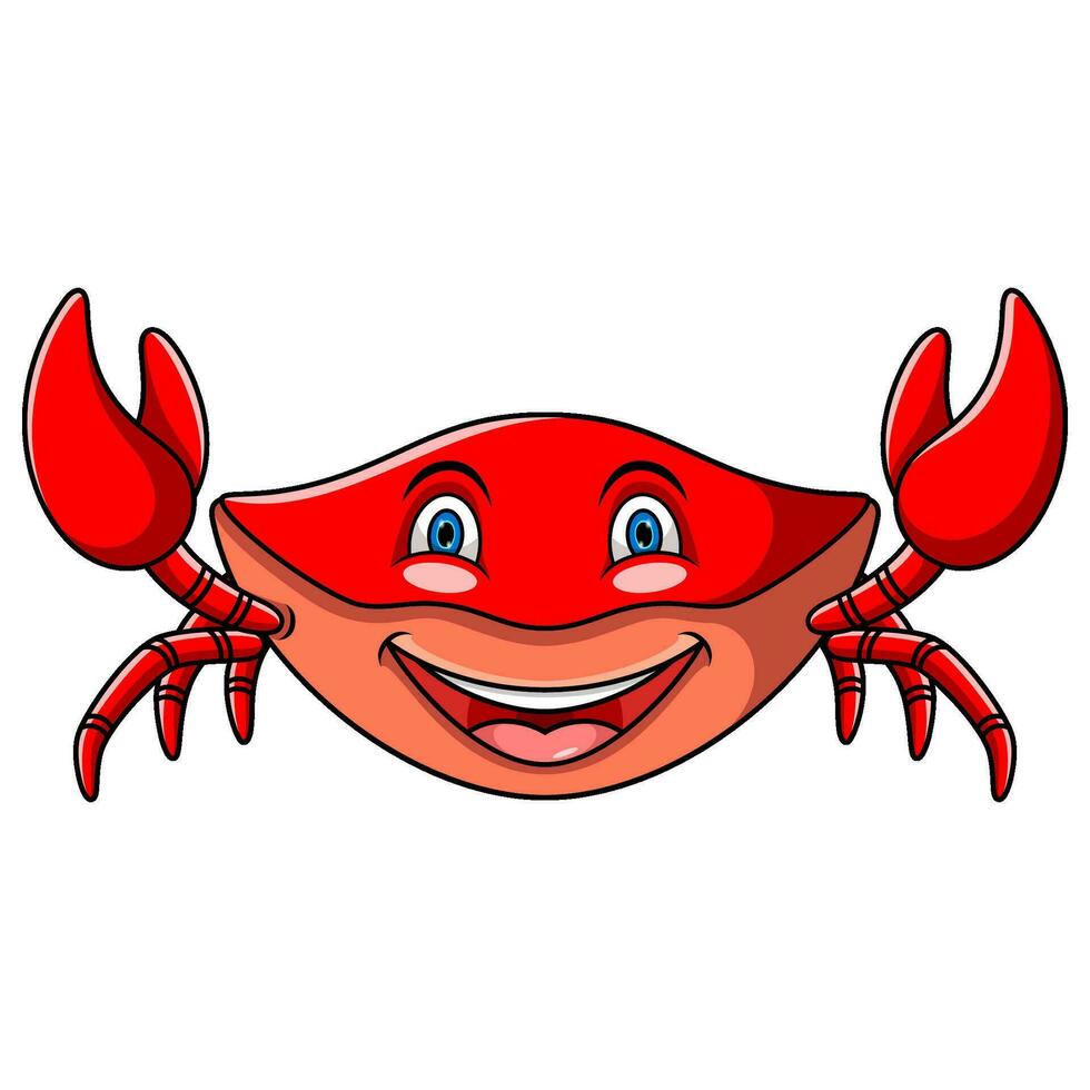 dessin animé Crabe posant sur blanc Contexte vecteur