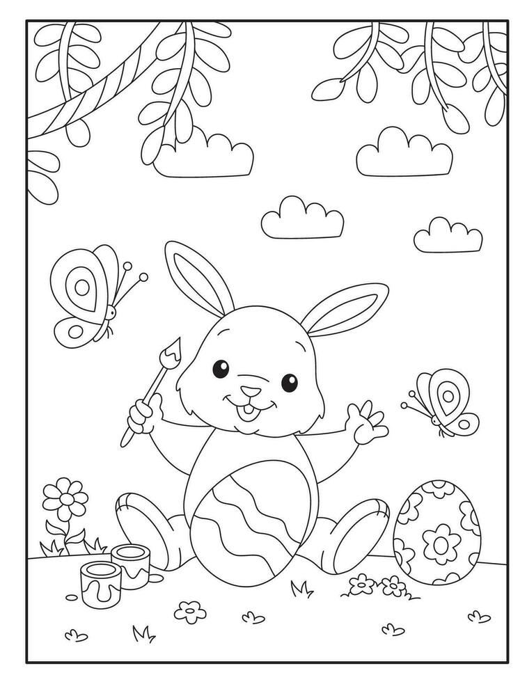 Pâques lapin coloration pages pour des gamins vecteur