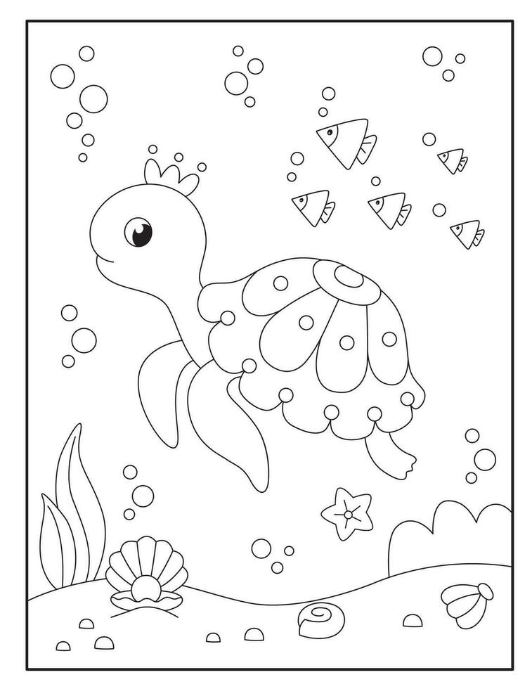 tortue coloration pages pour des gamins vecteur