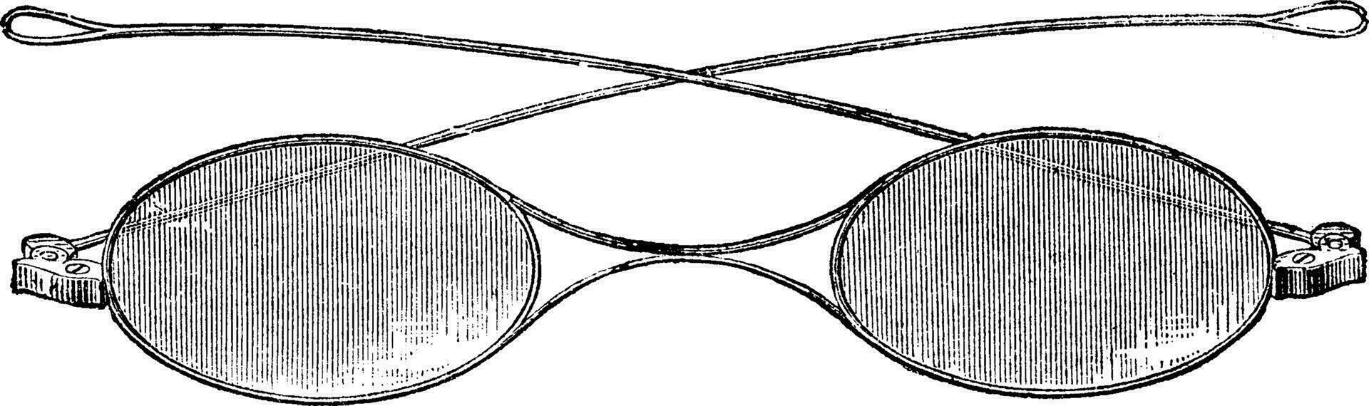 lunettes, X pont, ancien gravure. vecteur