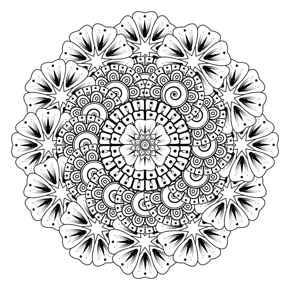 motif circulaire en forme de mandala avec fleur de mehndi vecteur