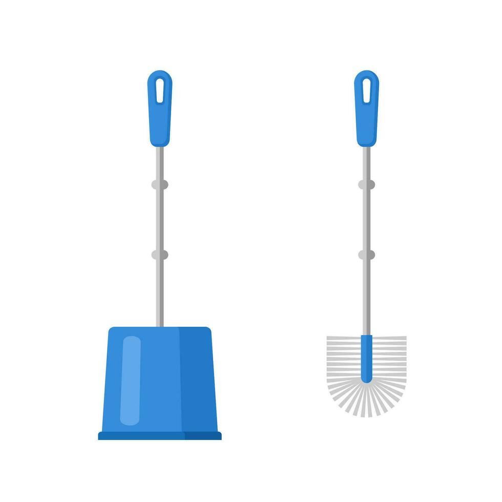 bleu toilette brosse isolé sur blanc Contexte. une outil pour nettoyage le toilette et autre plomberie équipement. vecteur illustration.