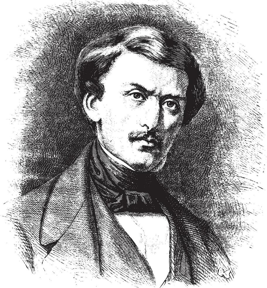 Émile botta, ancien gravure. vecteur