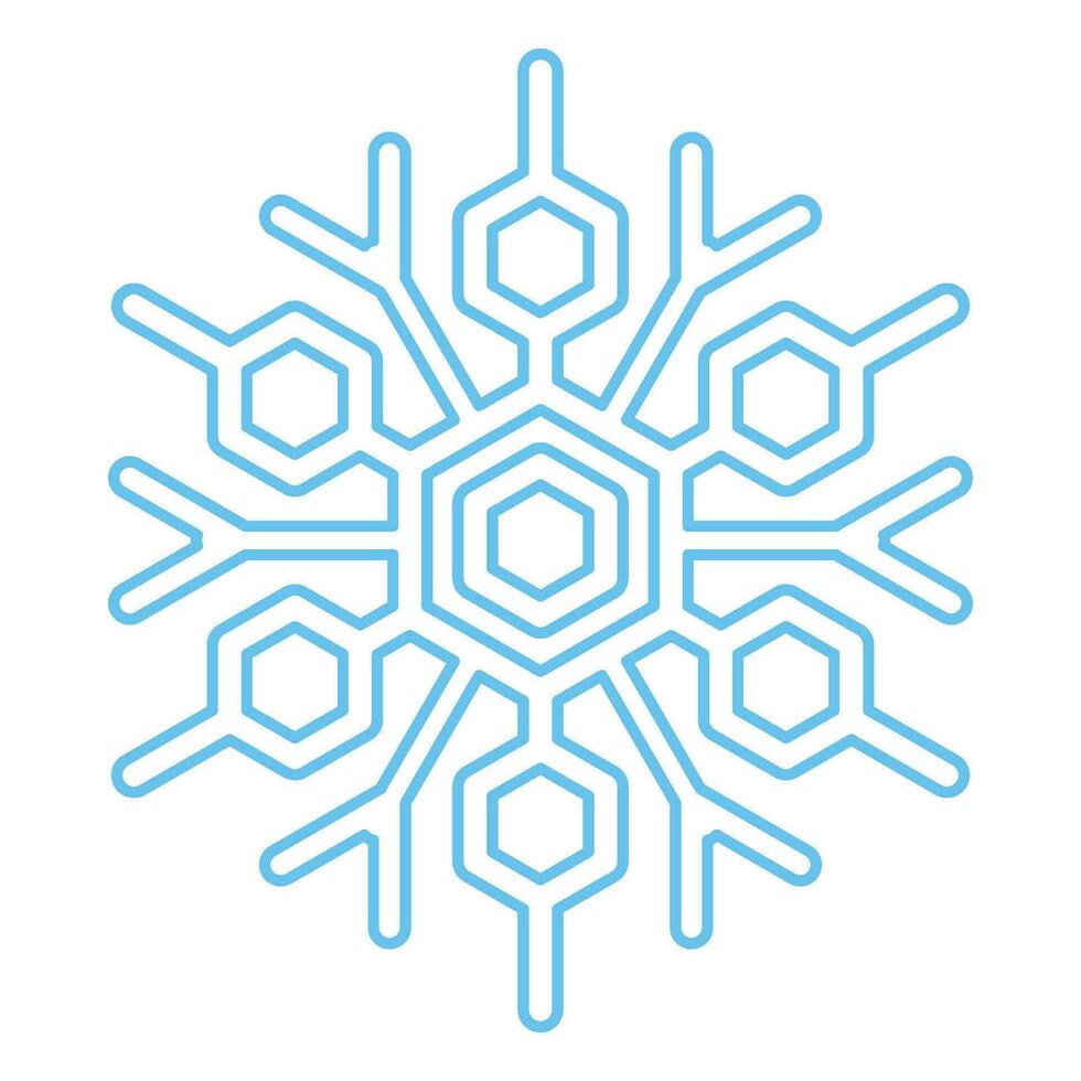 hiver bleu duveteux flocon de neige mince caressé icône vecteur