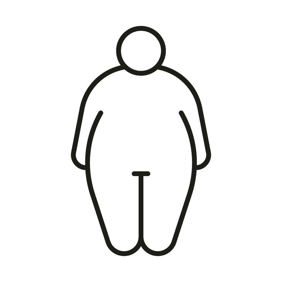 obèse corps de la personne obèse graisse ligne icône. graisse figure et gros Taille homme. vecteur contour illustration