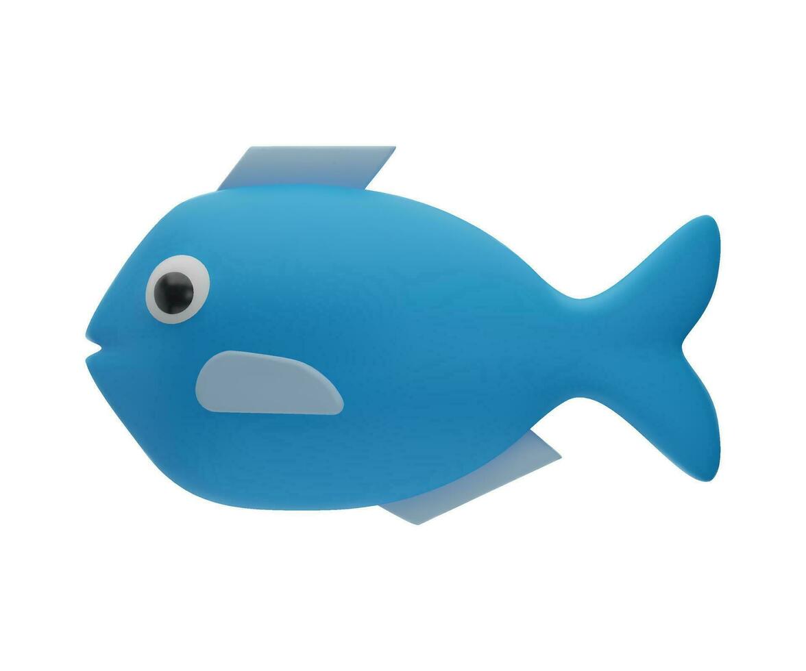 poisson animal 3d, brut Fruit de mer. Marin poisson dessin animé style. vecteur le rendu isolé illustration