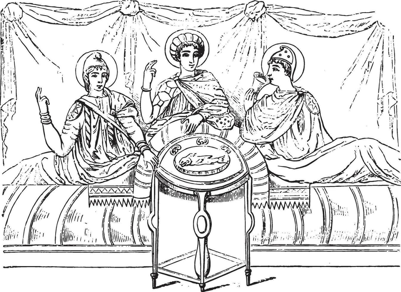 repas dans le troisième siècle après le virgile de le Vatican, ancien gravure. vecteur