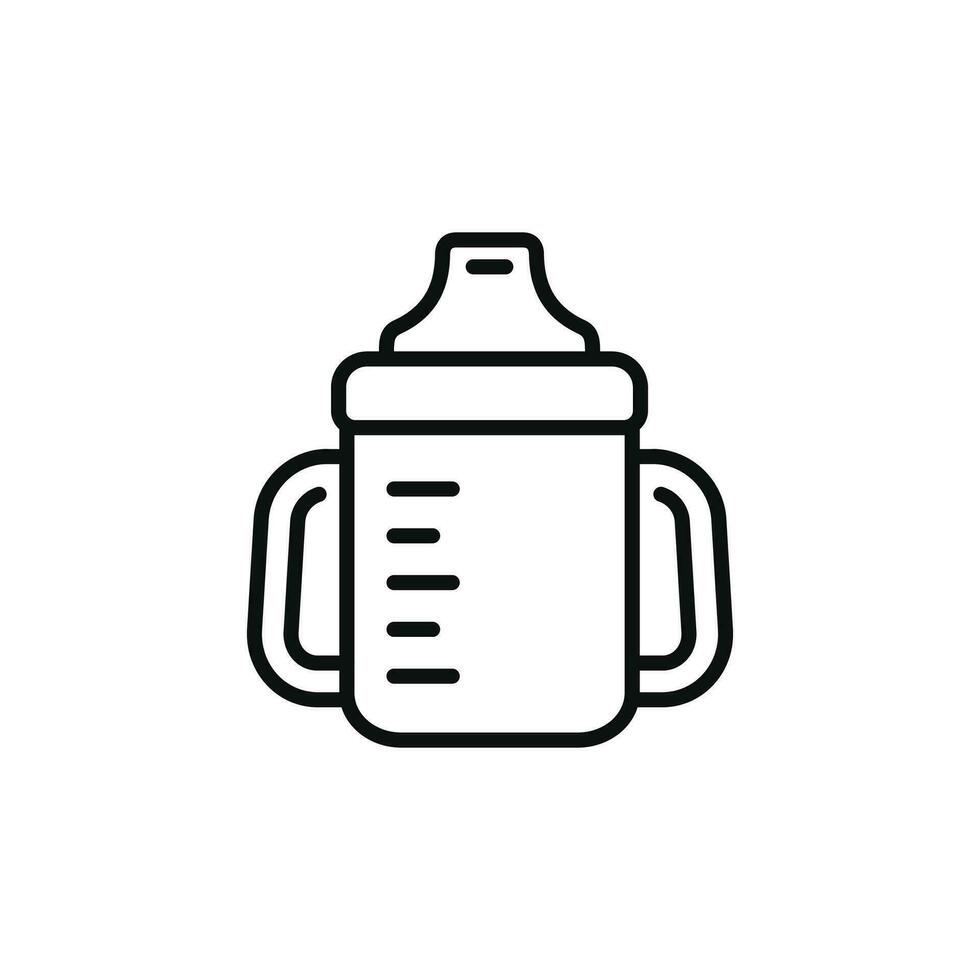 bébé sippy tasse ligne icône isolé sur blanc Contexte vecteur
