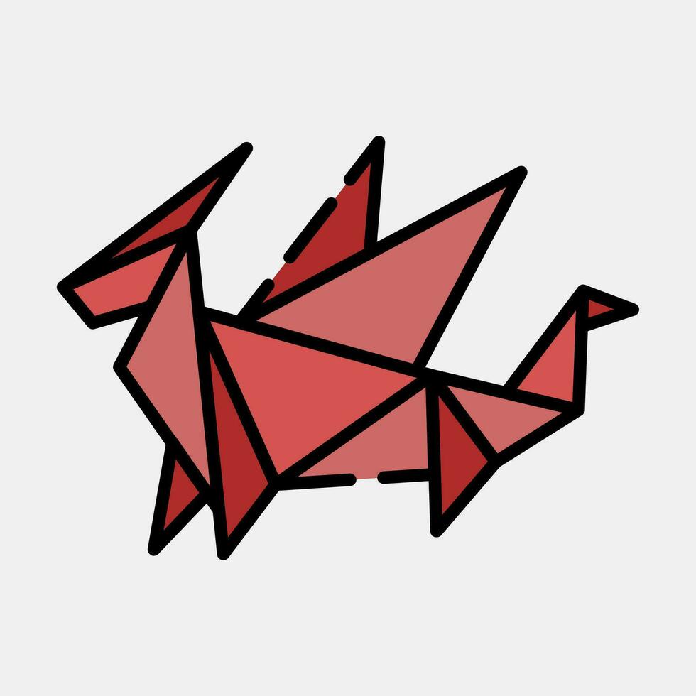 icône dragon origami. chinois zodiaque éléments. Icônes dans rempli ligne style. bien pour impressions, affiches, logo, publicité, décoration, infographie, etc. vecteur