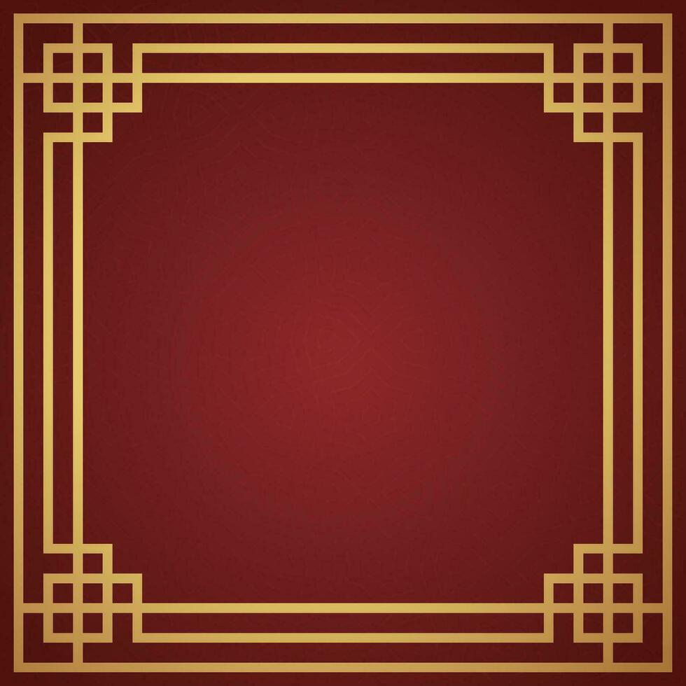 vecteur chinois Cadre frontière, rectangle et cercle conception sur rouge Contexte