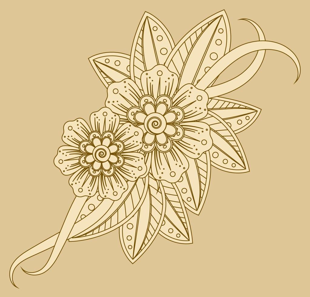 fleur de mehndi pour henné, mehndi, tatouage, décoration. vecteur