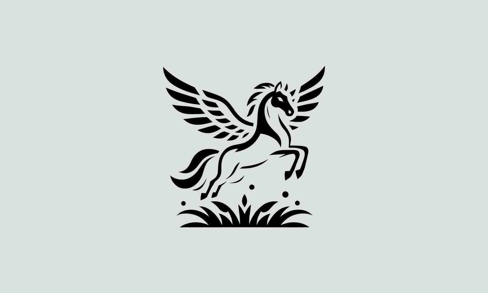 logo conception de cheval avec ailes vecteur conception