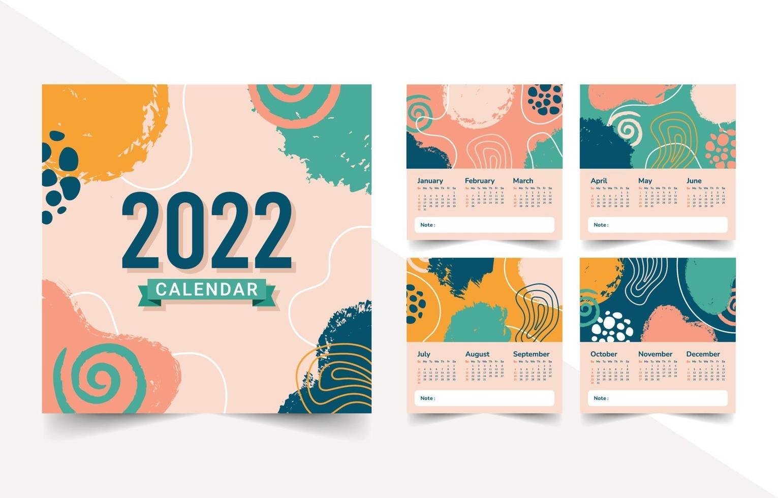 calendrier abstrait du nouvel an 2022 vecteur