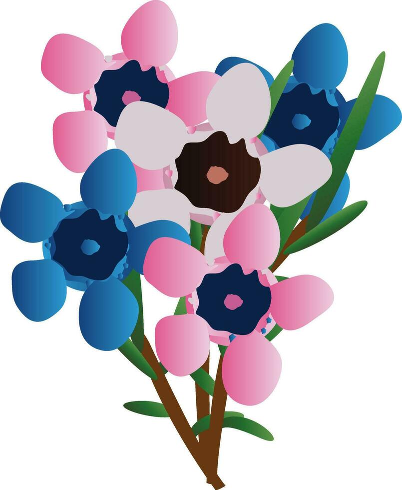 vecteur illustration de rose et bleu fleurs de cire avec vert feuilles sur une branche blanc Contexte.