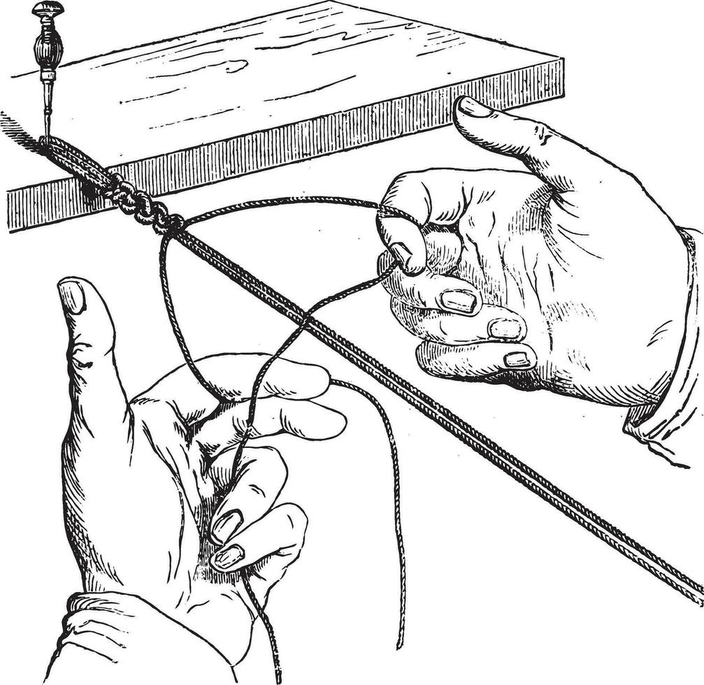 demi-noeud Haut gauche, premier mouvement, ancien gravure. vecteur
